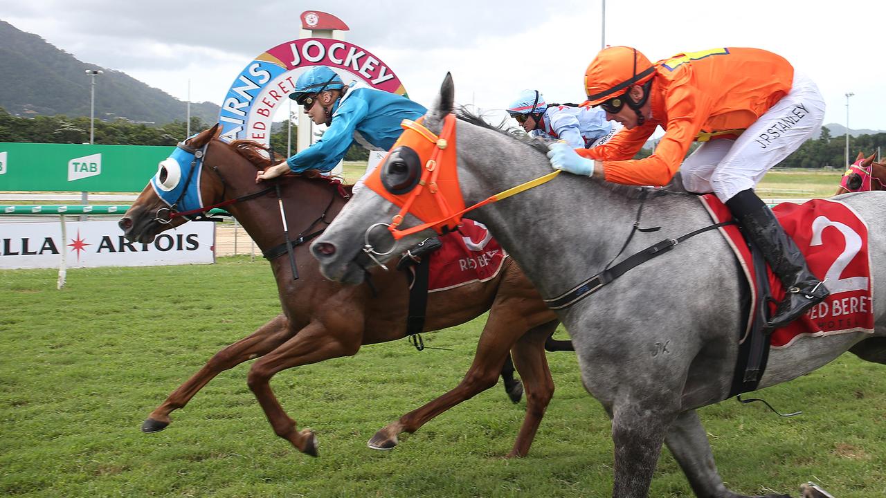 El of a Saga, ridden by Emily Cass, wins Race 7 of the Summer Series race day, held at the Cairns Jockey Club, Cannon Park, Woree. Picture: Brendan Radke