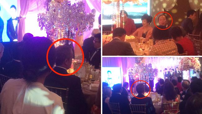 Bill Shorten (circled, left, bottom right) attends the wedding of the daughter of Huang Xiangmo (circled, top right) at the Shangri-La Hotel in Sydney in 2016.