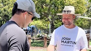 Division 13 candidate Josh Martin out meeting ratepayers during the 2024 Gold Coast City Council election.