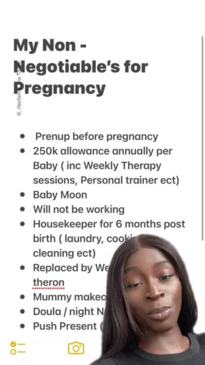 Woman reveals 'non-negotiables' for having a baby
