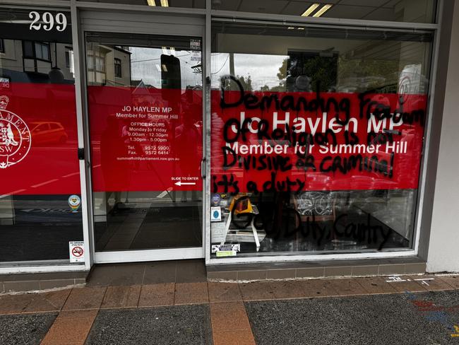 The Marrickville office of the Member for Summer Hill, Jo Haylen has been vandalized. Picture: Supplied.