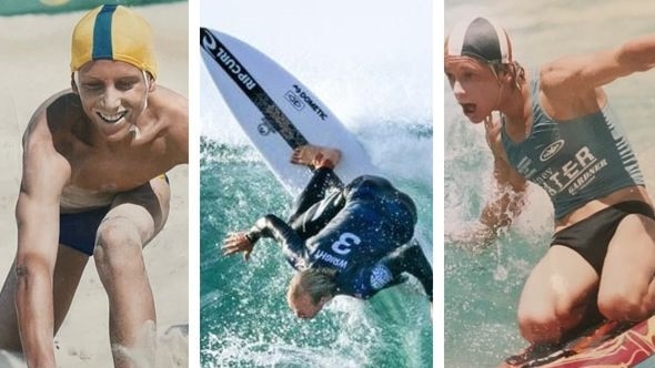 Owen Wright, left, learned many of his ocean skills as a young country surf life saver against Ali Day, right.