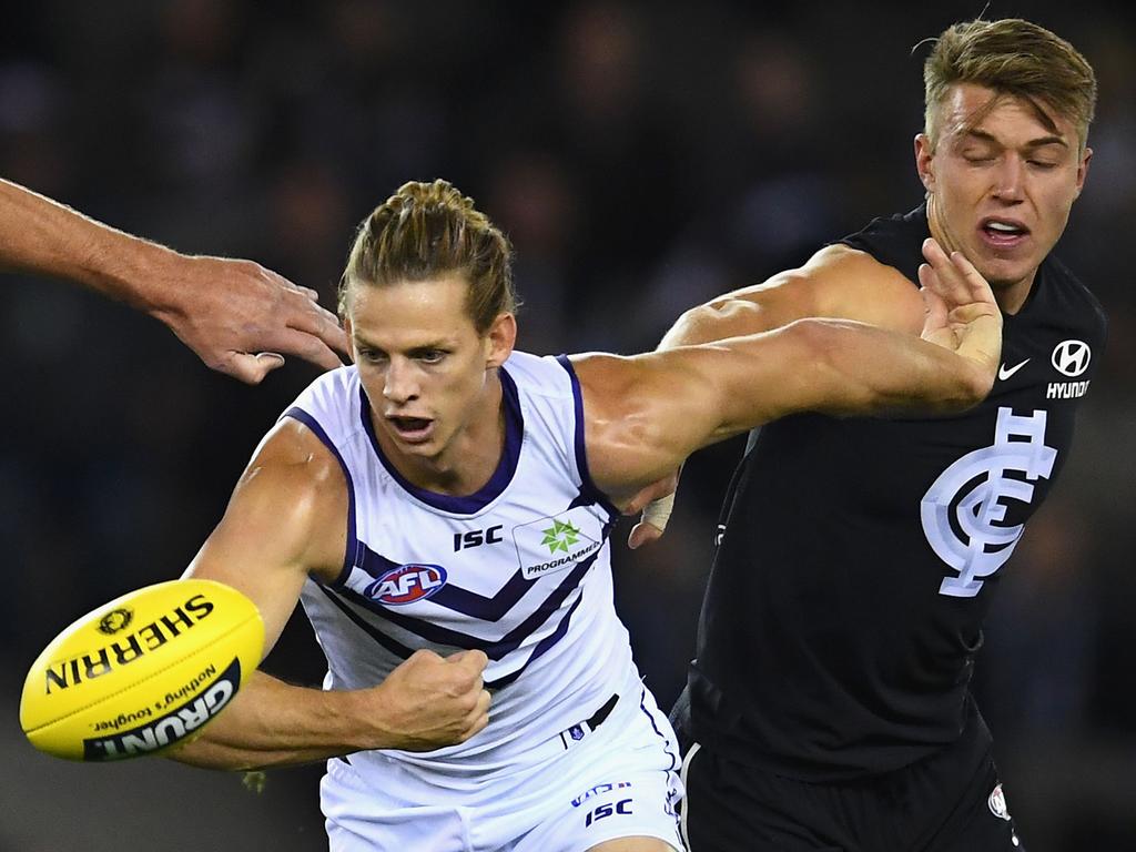 Nat Fyfe of the Dockers and Patrick Cripps of the Blues play in the final game of Round 15 and both loom as ideal skipper selections in SuperCoach