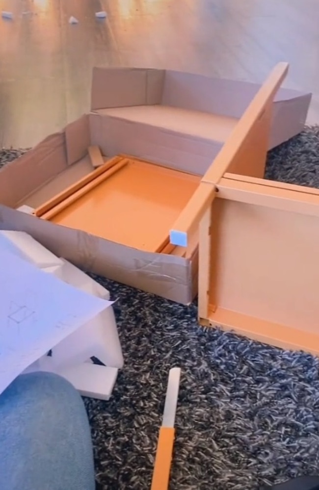 The mum said she uses it to put her kids’ bags in. Picture: TikTok/travellingwithtoddlers