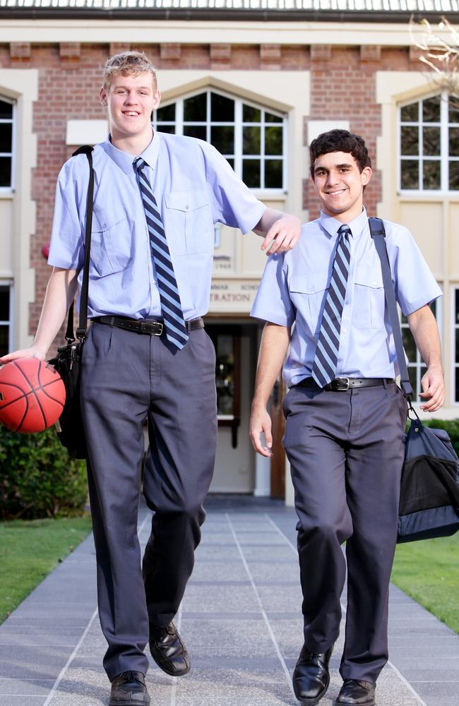 Northside Wizards teammates Rocco Zikarsky and LeBron Brooks. Picture: Steve Pohlner