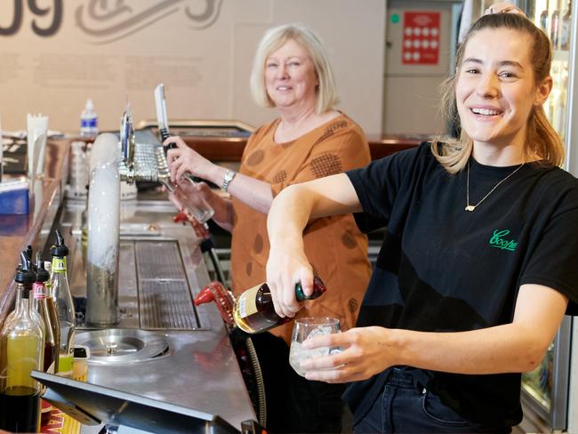 Bronwyn Hills & Ashleigh Potter (younger), Commercial Hotel, 76 Commercial St West, Mount Gambier, Bronwyn says payroll tax cuts in the regions would make it easier for businesses to operate. While she says the major issue affecting her business right now is restrictions such as capacity limits, and a ban on dancing, cuts to payroll tax would allow her to increase staff hours.