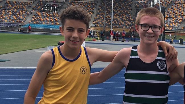 Seth Mahony, middle, from BBC won the 14 years 1500m from Charlie Randell (TGS) and Ethan Brelsford (BSHS).