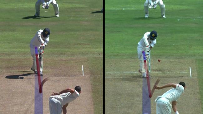 Mitchell Starc dismissed Dimuth Karunaratne in the exact same way in both innings.