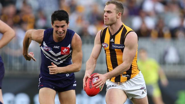 Tom Mitchell plays a bit of a lone hand in the Hawthorn midfield. Picture: Getty