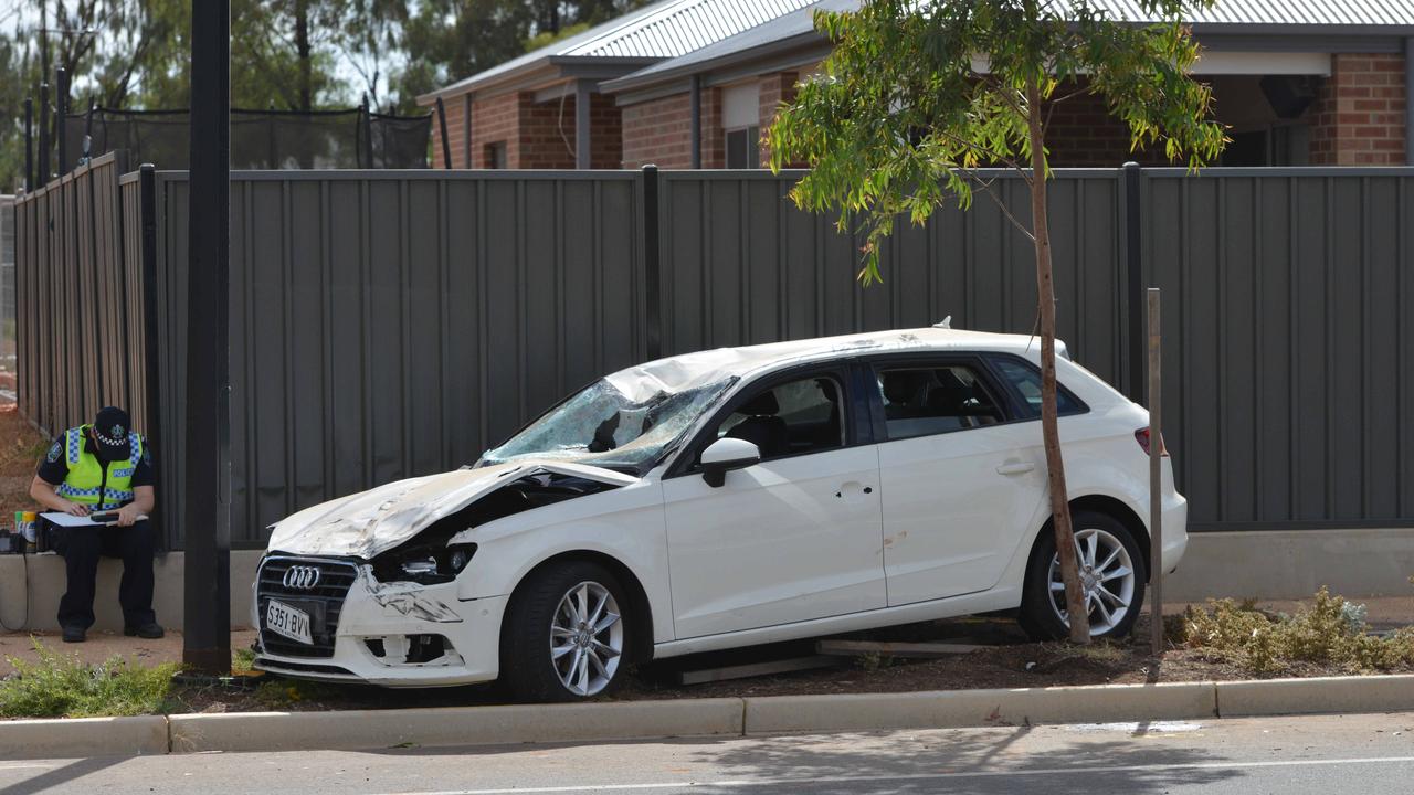 The scene of the crash, where Bor Mabil was killed in Andrews Farm in January 2019. Picture: AAP / Brenton Edwards