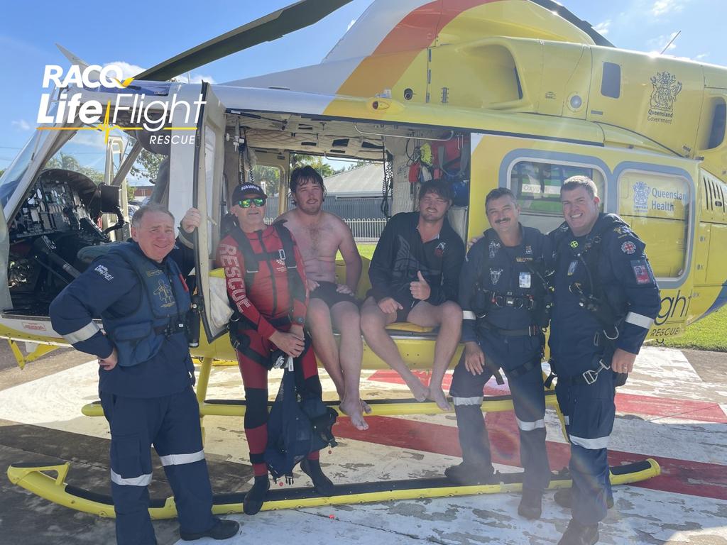 The Bundaberg-based RACQ LifeFlight Rescue helicopter crew has plucked two brothers from the ocean, after the boat they were on overturned, near the northern tip of K’gari (Fraser Island).