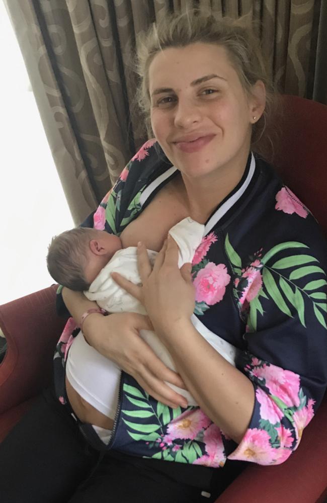 Fitness expert Tiffiny Hall shared this post-partum throwback of when she had just given birth to her son Arnold who is now 18 months old. 