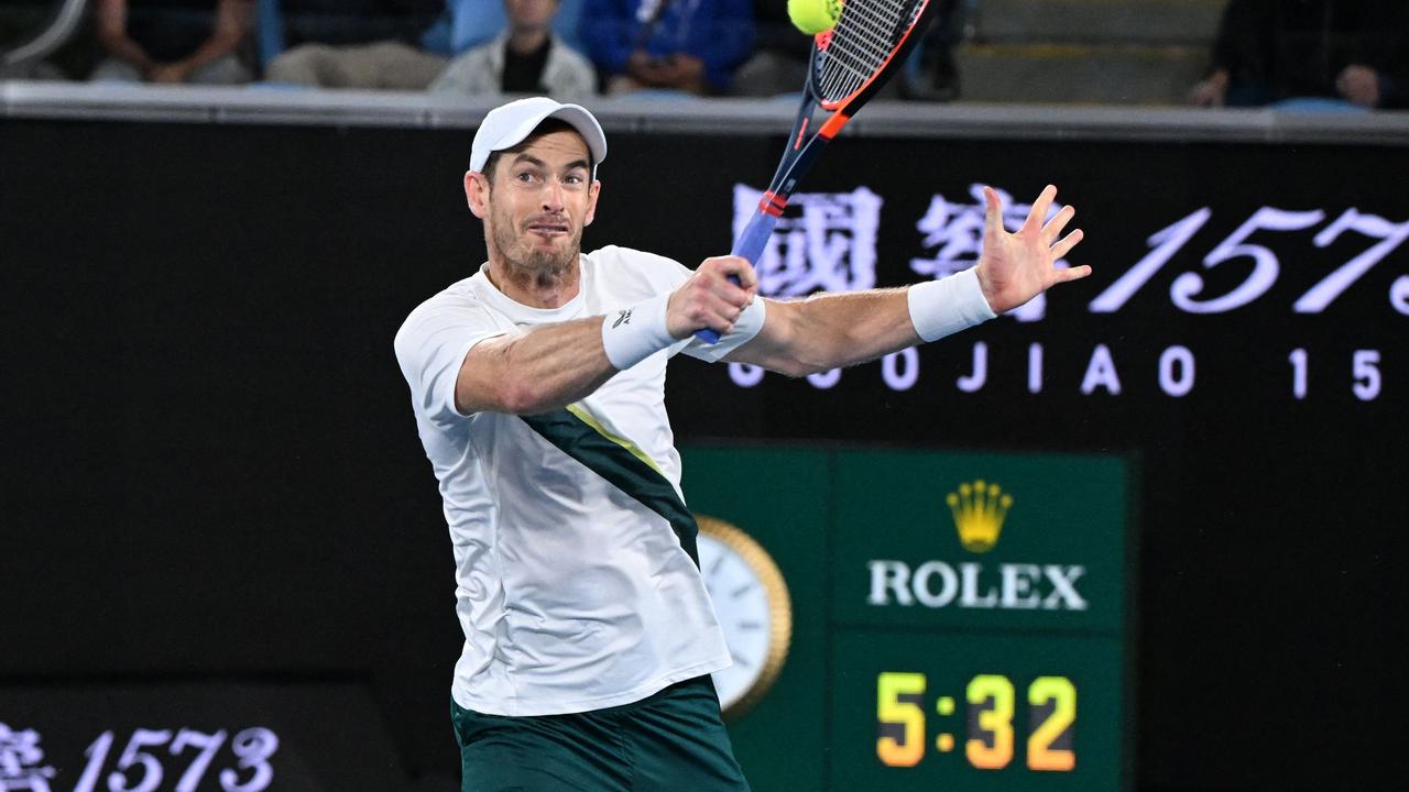 Andy Murray during the fifth set of his marathon clash with Thanasi Kokkinakis which finished at 4.05am in the 2023 Australian Open. Picture: William West / AFP