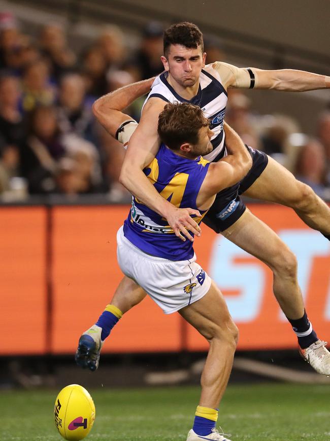 Irishman Mark O’Connor has found a spot in the Geelong defence after being drafted as a category B rookie. Pic: Michael Klein.