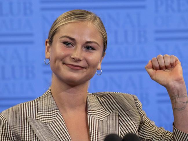 CANBERRA, AUSTRALIA- NewsWire Photos MARCH 3 2021: Australian of the Year 2021 Grace Tame  at the National Press Club in Canberra. Picture: NCA NewsWire / Gary Ramage