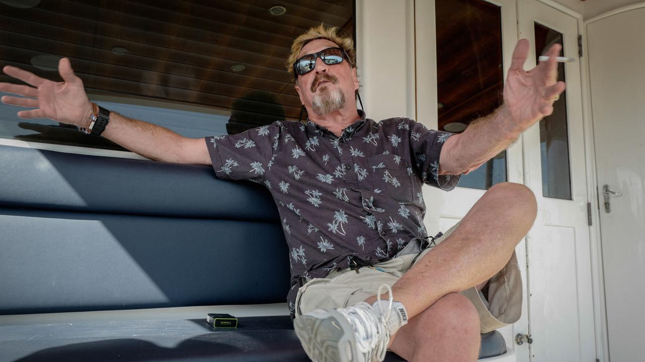 McAfee during an interview with AFP on his yacht. Picture: Adalberto Roque / AFP