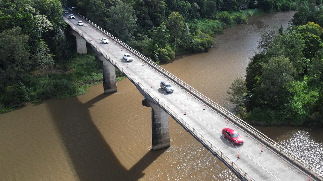 The Kennedy Highway bridge over the Barron River, near the town of Kuranda. The bridge has been assessed by engineers to carry a maximum load of 50 tonnes, and has been limited to a single lane of traffic. Picture: Brendan Radke