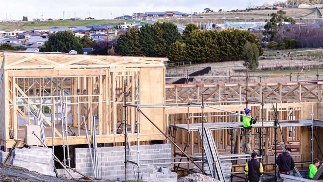 Construction of a subdivision at Rokeby. The state government is proposing to extend Greater Hobart’s Urban Growth Boundary to facilitate the development of nearly 10,000 new homes across Clarence, Sorell, Brighton, and Kingborough. Picture: Linda Higginson