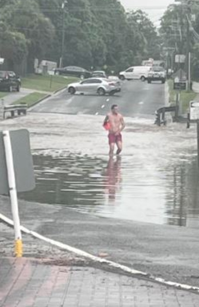 Flash flooding on Addison Rd in Springfield Lakes. Picture: Dhyana Williams