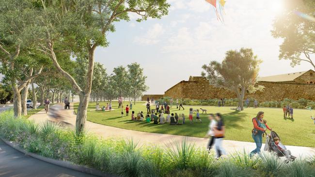 AFTER: How the area around Adelaide Gaol may look after the parklands upgrade as part of the new Women's and Children's Hospital project. Picture: Supplied by State Government