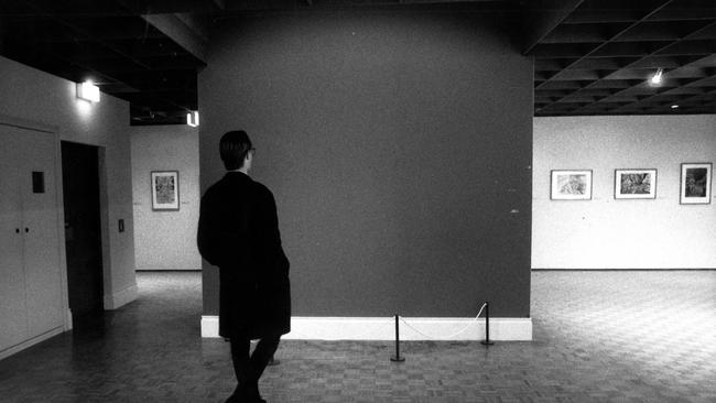 The barren wall at NGV where the stolen Picasso painting was displayed before it was nicked in 1986.