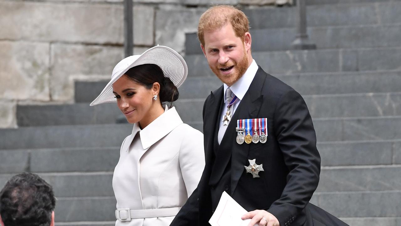 Meghan and Harry attended the National Service of Thanksgiving at St Paul's Cathedral on June 3 as part of the Platinum Jubilee. Picture: Chris J Ratcliffe/Getty Images