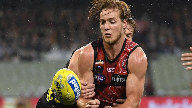 Darcy Parish played his best game for the Bombers on Saturday night. Pic. Quinn Rooney/Getty Images