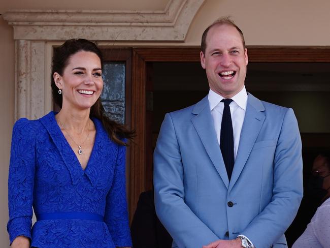 Kate Middleton and Prince William were all smiles after arriving in Belize despite protests. Picture: Getty Images