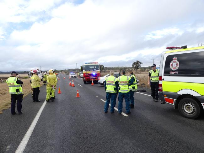 The aftermath of a fatal traffic crash at Bakers Creek on the D'Aguilar Highway, July 10, 2020.