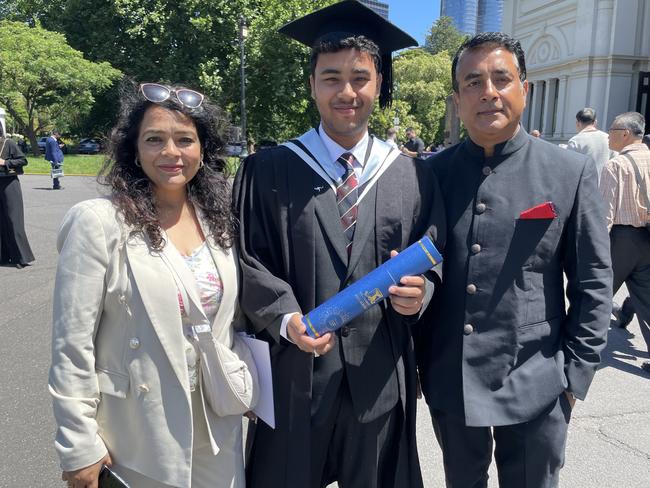 Siddharth Roy graduates with a Bachelor of Commerce at the 2024 University of Melbourne graduations. Picture: Himangi Singh