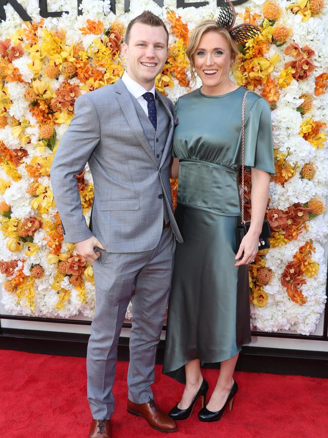 Sally Pearson and Jeff Horn at the Kennedy marquee. Picture: Alex Coppel.