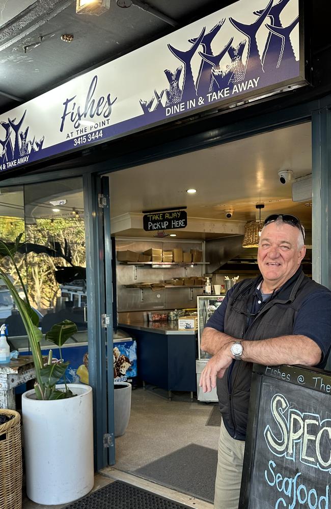 Island businessman Colin Battersby at the front of his famous Fishes at the Point Restaurant. Picture: Contributed