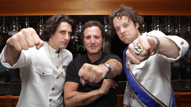 Hamish and Andy with 80s singer, Frank Stallone.