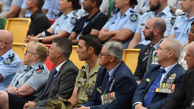 Police memorial serive fro Constable Rachel McCrow and Constable Matthew Arnold at the Townsville Stadium. Picture: Evan Morgan