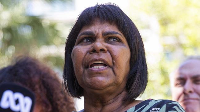 Senator Marion Scrymgour speaking at a press conference in Darwin. Picture: Floss Adams.