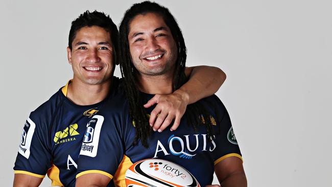 Anthony and Saia Fainga’a in Brumbies kit. Photo: Annette Dew.