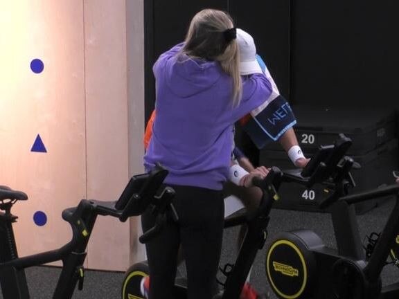 Katie Boulter hugs Alex de Minaur after his five-set heartbreaker. Picture: Channel 9