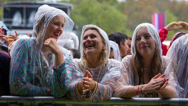 Fans watch Tones and I playing at The Harvest Rock festival in Rymill and King Rodney Parks, Adelaide. Picture: Emma Brasier