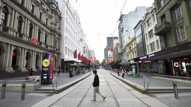 Melbourne’s CBD has been hard hit by lockdowns. Picture: Andrew Henshaw