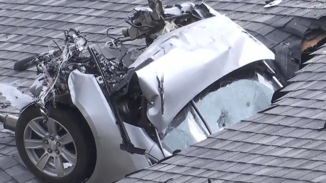 The car lost its engine in the Wednesday morning crash. Picture: Excelsior Springs PD