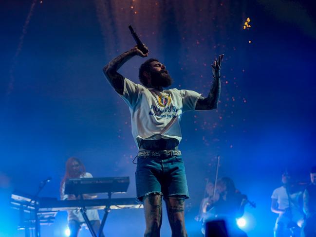 Post Malone performs at the RNA Showgrounds. Photo - Stephen Archer