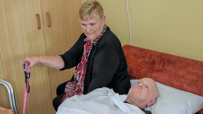 Lorraine Cook with her husband John after he was moved from Earle Haven. Picture: AAP/Tim Marsden