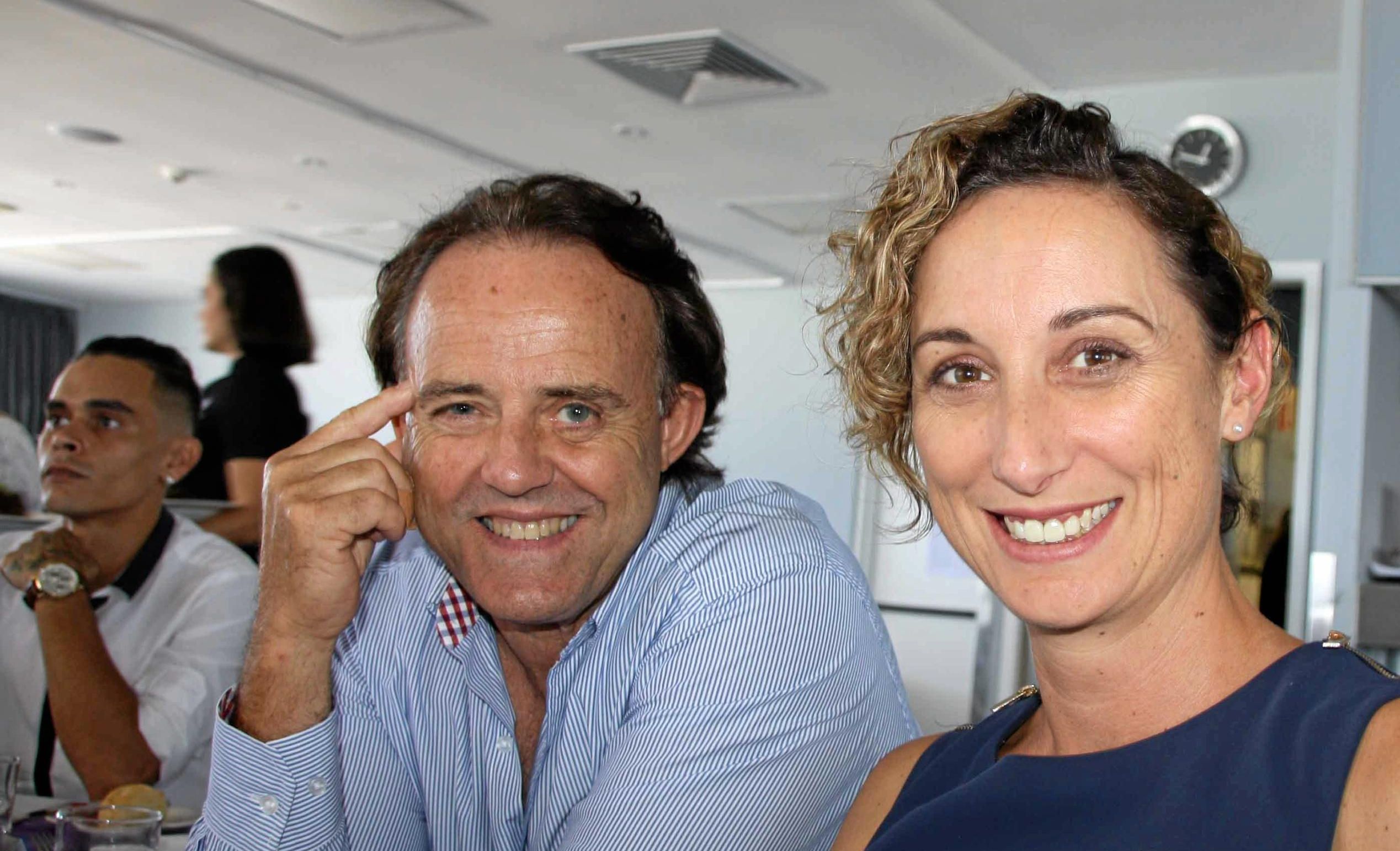 ?Simon Latchford and Kylee Daniel of Visit Sunshine Coast at the Sunshine Coast Lightning lunch at Maroochy Surf Club hosted by Maroochydore Chamber of Commerce. Picture: Erle Levey