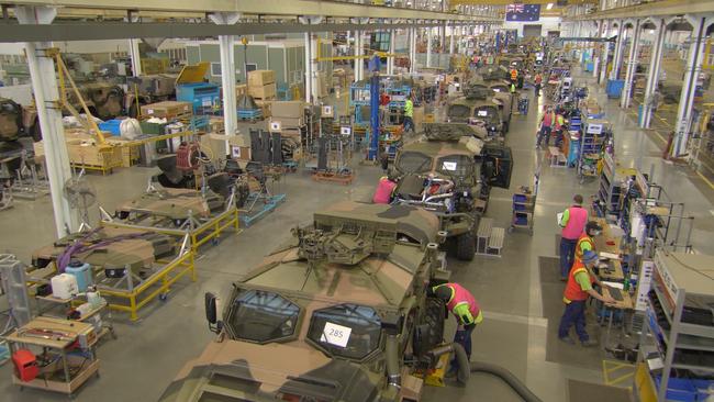 Construction of the Australian-designed Hawkei vehicle at the Thales Protected Vehicles facility in Bendigo, Victoria. Picture: Department of Defence