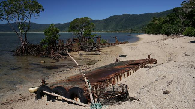 Marine debris at Double Island off the coast of Palm Cove. Picture: Marc McCormack