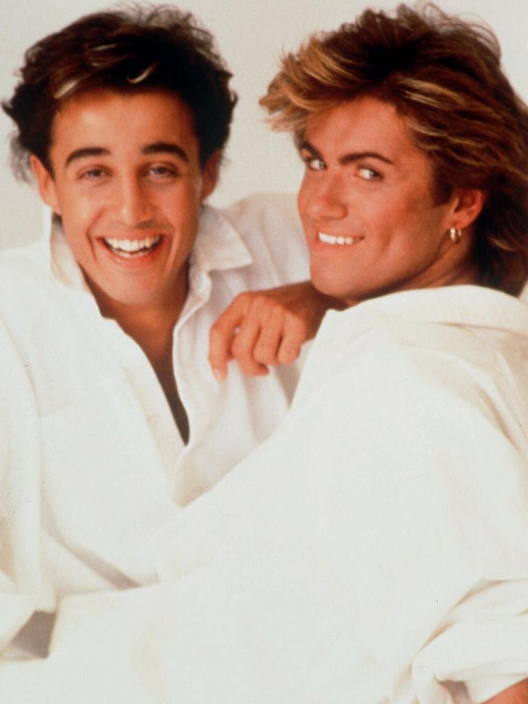 Musician Andrew Ridgley (l) and singer George Michael in Wham. Picture: Supplied