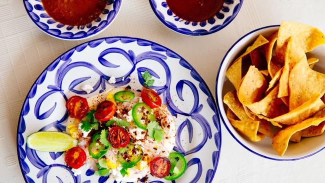 The salsa and corn salad at Neil Perry's new Mexican-themed restaurant, Bar Patron, at Circular Quay. Picture: Jonathan Ng