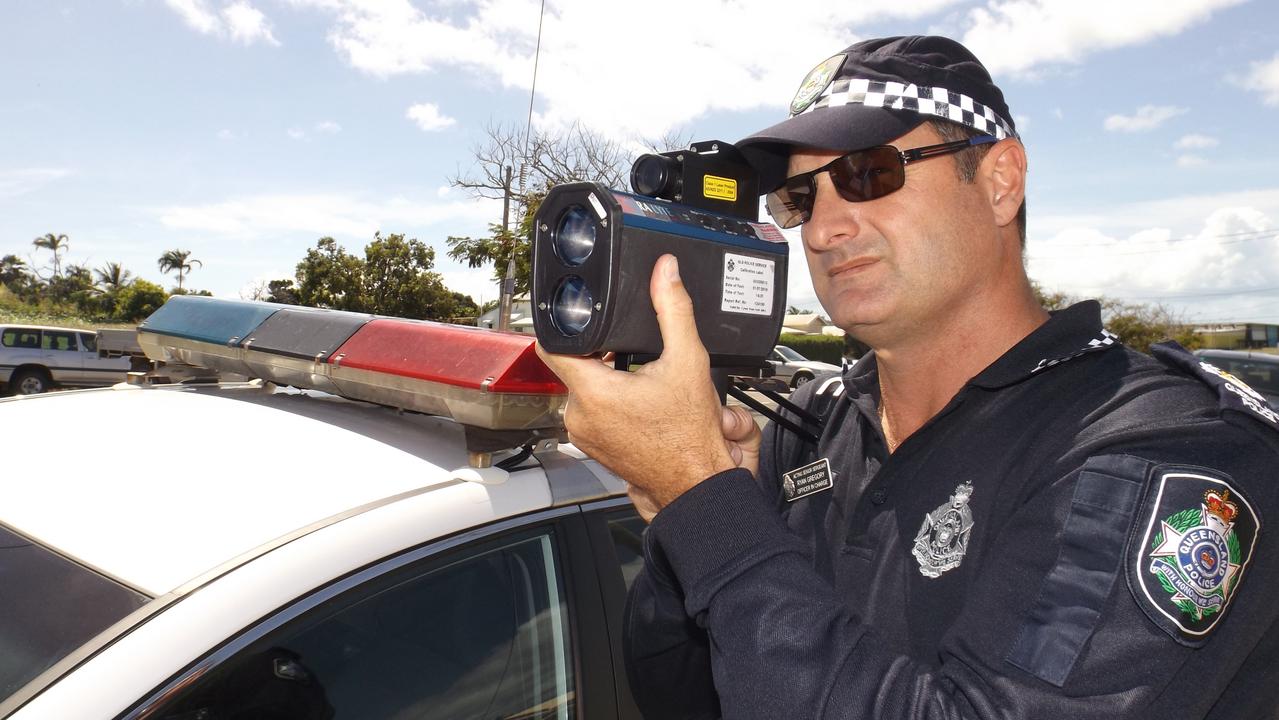 Sergeant Gregory fronting a road safety campaign in Bowen in 2019.