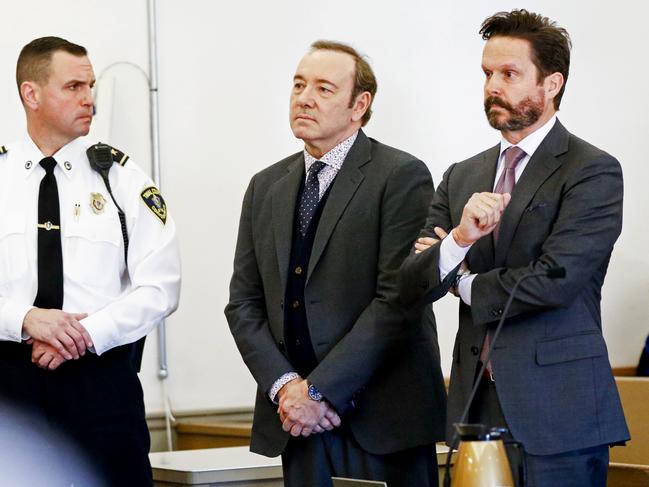 Actor Kevin Spacey attends his arraignment on sexual assault charges with lawyer Alan Jackson at Nantucket District Court on January 7, 2019 in Massachusetts. Picture: Getty