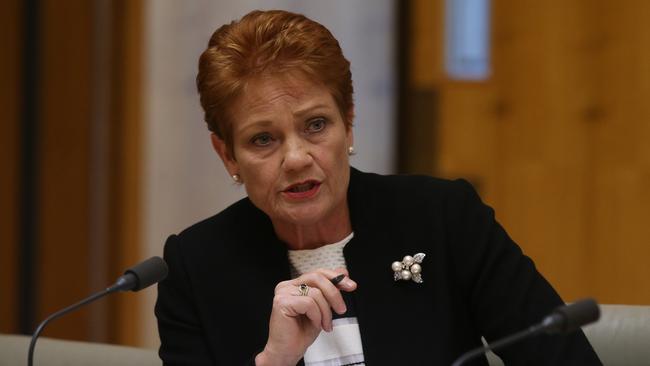 Senator Pauline Hanson has declared ‘this trashy tax heist will pass the Senate over my dead body’. Picture: Kym Smith